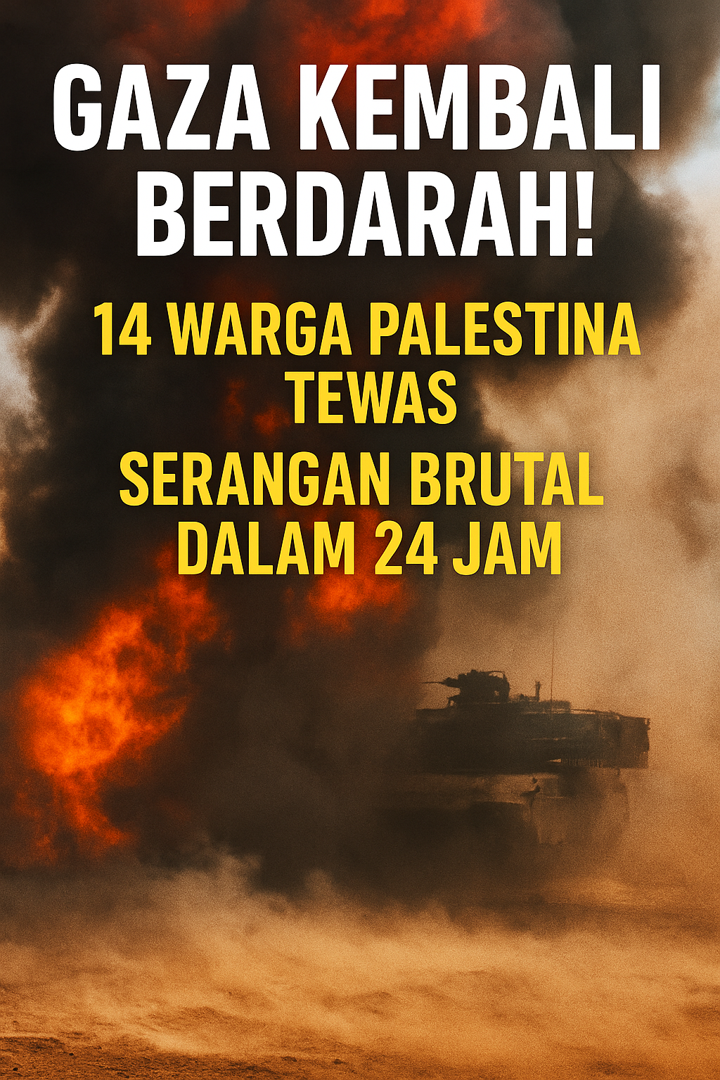 Israel Kembali Gempur Gaza, 14 Warga Palestina Tewas dalam 24 Jam Terakhir